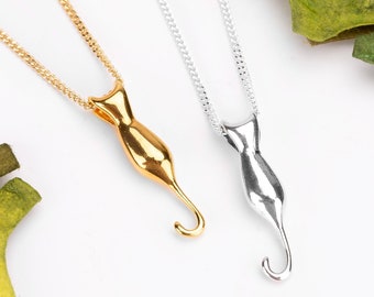 Collier chat en argent sterling : breloque chaton minimaliste, cadeau pour amoureux des animaux de compagnie