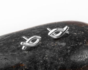 Sterling Silver Ichthys Fish Stud Earrings: Christian Jewelry Gift