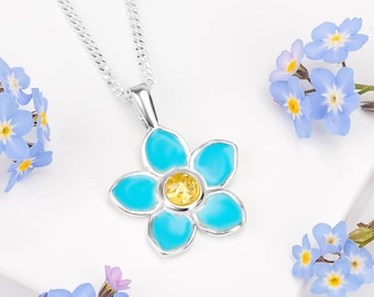 Forget Me Not Necklace in Sterling Silver, Flower Charm, Flower Necklace, Dementia Gifts, Friendship Gifts, Forget-Me-Not Jewelry