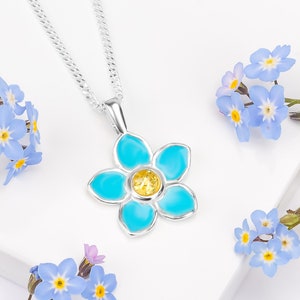 Forget Me Not Necklace in Sterling Silver, Flower Charm, Flower Necklace, Dementia Gifts, Friendship Gifts, Forget-Me-Not Jewelry
