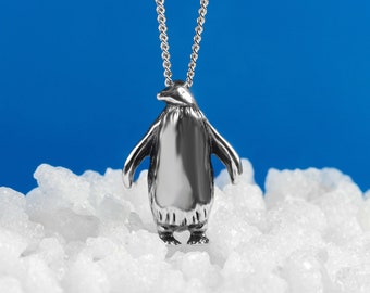 Solid 925 Sterling Silver Penguin Necklace, Bird Gift, Penguin Jewelry, Dainty Necklace, Animal Lover Gift, Boho Jewelry, Nature Necklace