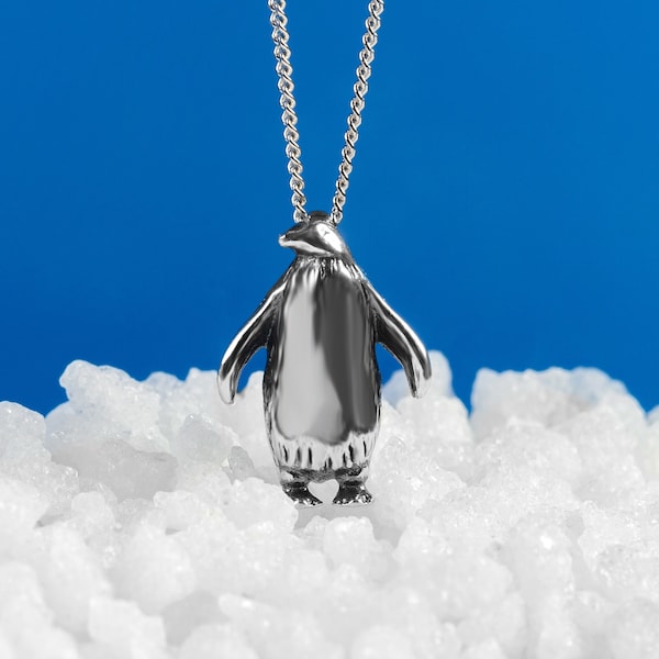 Solide 925 Sterling zilveren pinguïn ketting, vogelcadeau, pinguïn sieraden, sierlijke ketting, dierenliefhebber cadeau, Boho sieraden, natuur ketting