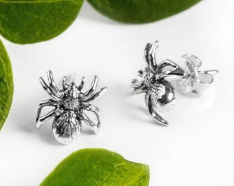 Sterlingzilveren tarantula-spin-oorbellen: gotische halloweensieraden
