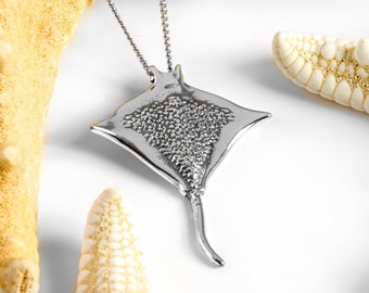 Sterling Silver Manta Ray Necklace: Ocean Jewelry Gift