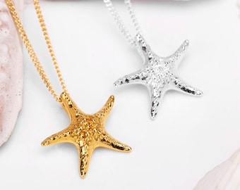 Sterling Silver Starfish Necklace: Dainty Beach Jewelry