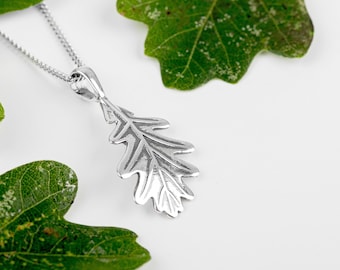 Solid Sterling Silver Oak Leaf Necklace, Nature Necklace, Boho Necklace, Leaf Gift, Girlfriend Gift, Dainty Necklace, 24ct Gold Plate Leaf
