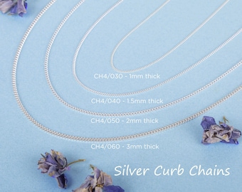 925 Sterling Silver Curb Chain Necklace