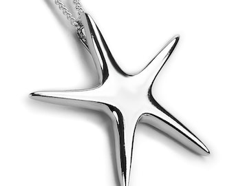 Collar de estrella de mar de plata de ley: colgante náutico playero