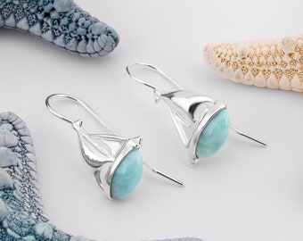 Larimar Segelboot-Ohrringe: Maritimer Schmuck aus Sterlingsilber