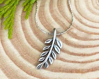 Sterling Silver Necklace, Fern Necklace, Sterling Silver Leaf Necklace, Bridesmaid Gift, Minimalist Jewelry, Boho Jewelry, Gift for Her