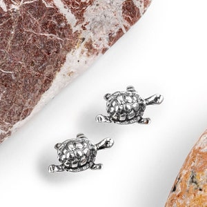 Tiny Sterling Silver Turtle Stud Earrings: Terrapin Jewelry