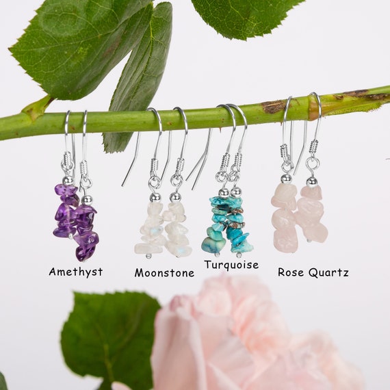Rainbow Moonstone Turquoise Chip Teardrop Earrings Gold-plated Sterling Silver Rainbow Moonstone Turquoise Chip Teardrop Earrings Gold-plated Sterling Silver