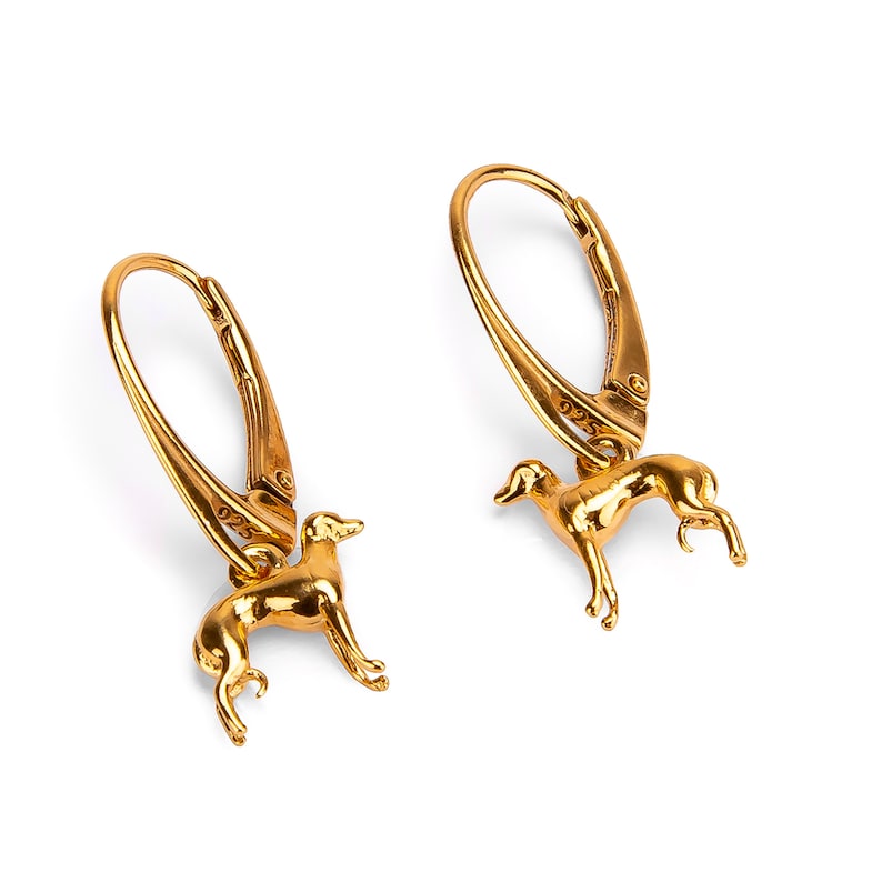 Örhängen i 24 karat guld med greyhound-motiv och whippet-motiv: Smycken i sterlingsilver med sighthound-motiv 24ct Gold Plate