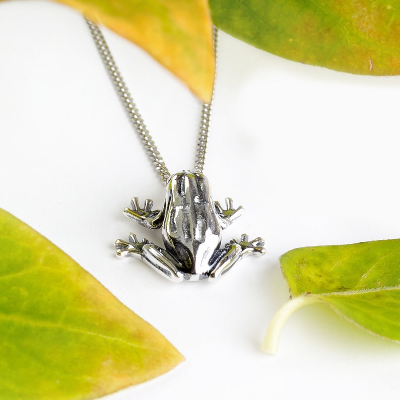 Silver Frog Necklace Lucky Frog Pendant Sterling Silver Toad Etsy