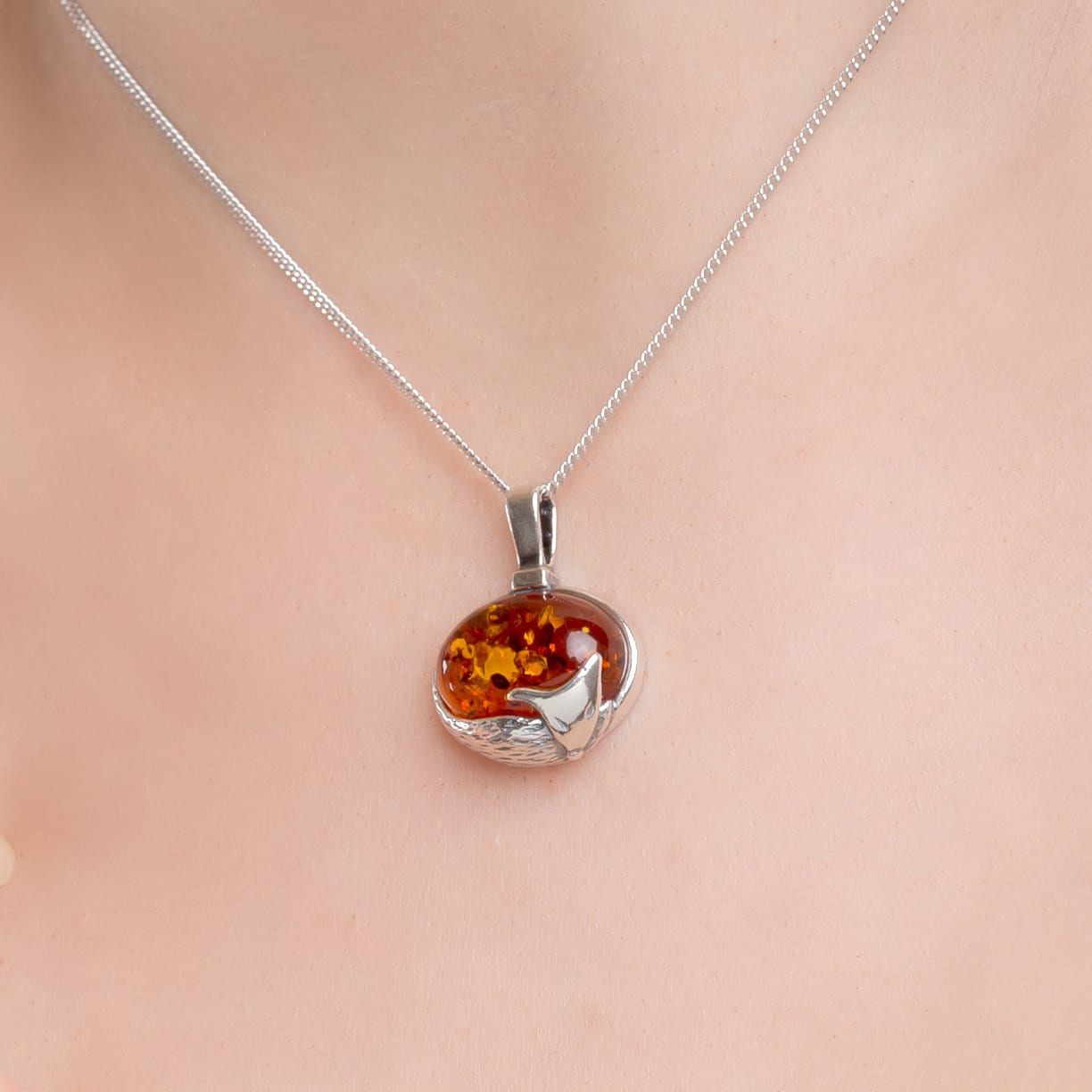 Silver Fox Necklace Fox Pendant Amber Fox Jewelry Amber & Etsy UK