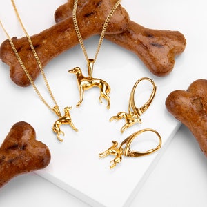 Örhängen i 24 karat guld med greyhound-motiv och whippet-motiv: Smycken i sterlingsilver med sighthound-motiv bild 8