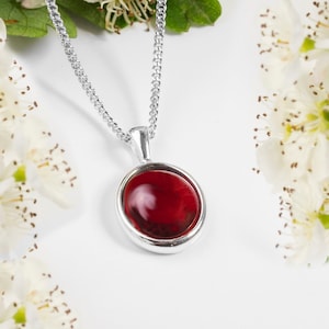 Natural Garnet and Sterling Silver Necklace, Garnet Jewelry, January Birthstone Gift, Boho Necklace, Classic Necklace