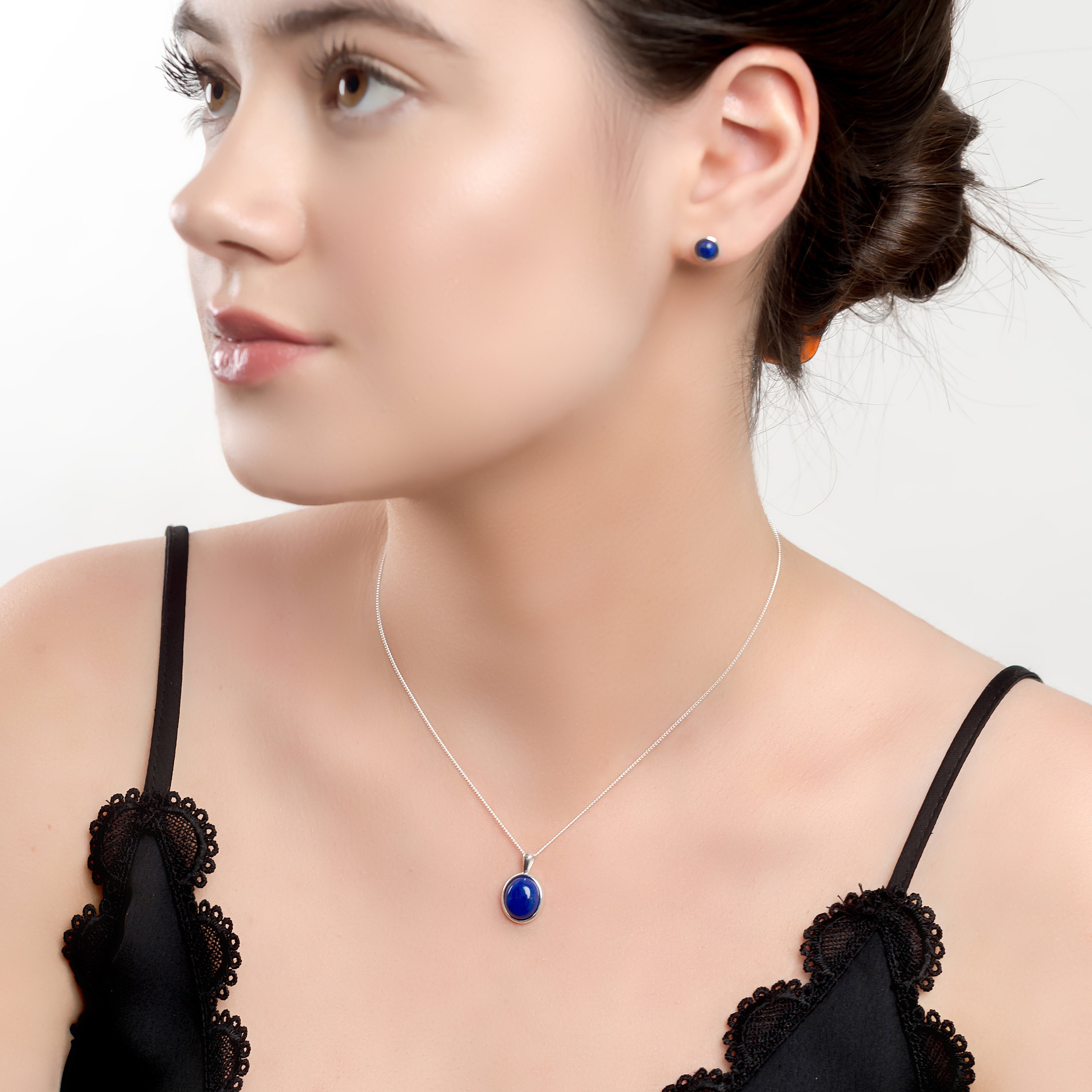 HENRYKA Collana A Goccia In Argento 925 Con Opale Blu Owyhee Naturale - Gioiello Minimalista, Regalo Damigella