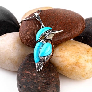 Turquoise Kingfisher Necklace in Sterling Silver, Bird Necklace, Boho Necklace, Bird Lover Gift, Nature Lover Gift image 6