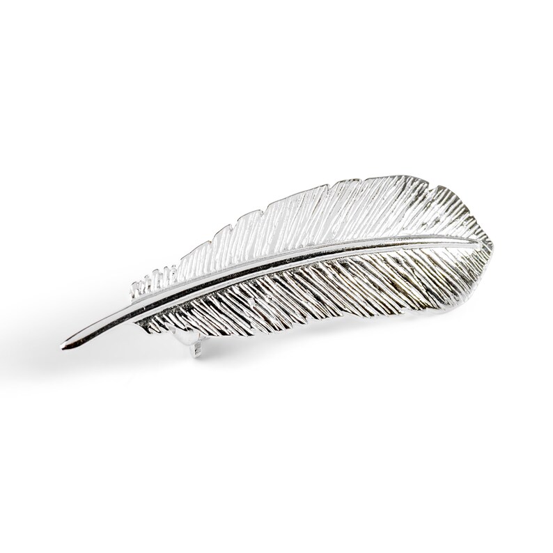 Sterling Silver Feather Brooch Pin: Boho Statement Jewelry image 4