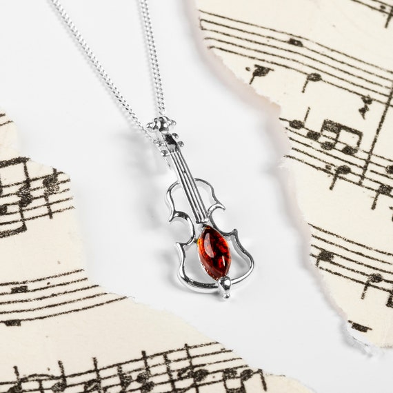 Collana Violinista In Argento Sterling 925 – Ciondolo Ragazza Con Violino, Regalo Per Musicisti, Gioiello Ipoallergenico
