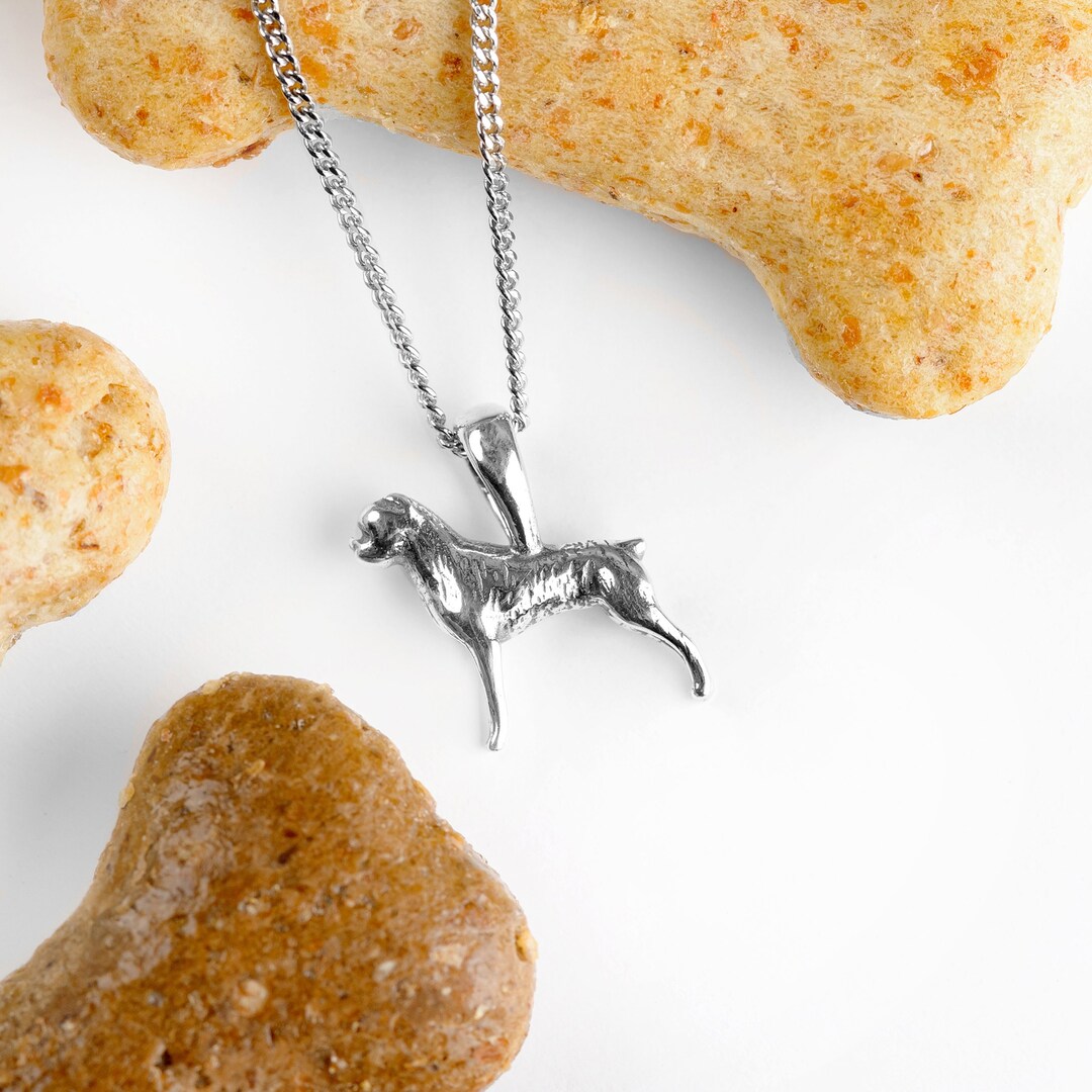 925 Sterling Silver Boxer Dog Necklace, Boxer Dog Pendant, Boxer Dog