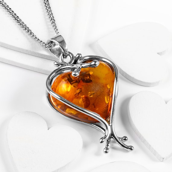 Baltic Amber Encircled Heart Necklace Baltic Amber Encircled Heart Necklace