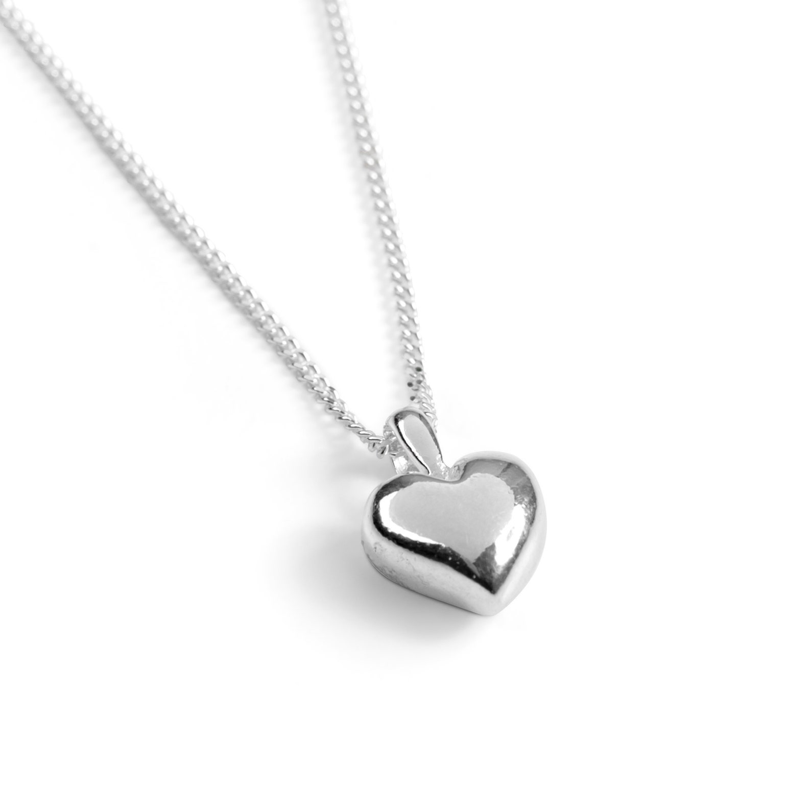 Solid Silver Heart Necklace Dainty Necklace Layered Etsy UK