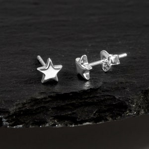Dainty Sterling Silver Star Stud Earrings, Starburst Studs, Sterling Silver Simple Studs, Second Hole Tiny Studs, Gift For Her
