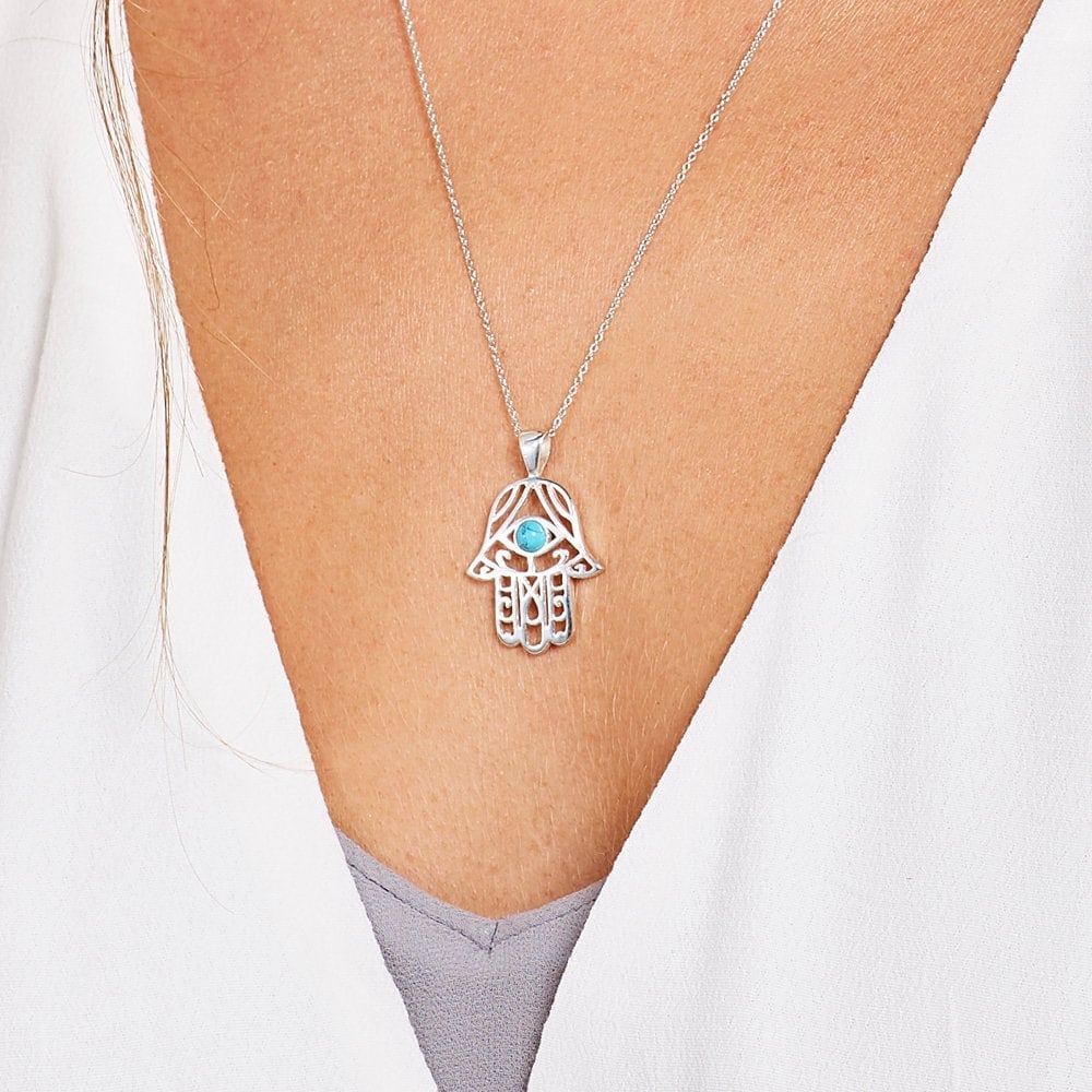 【国内発送】オパール* ハムサ イニシャル お守り ネックレス Silver Necklace -Tsuchime Initial- シルバー ネックレス