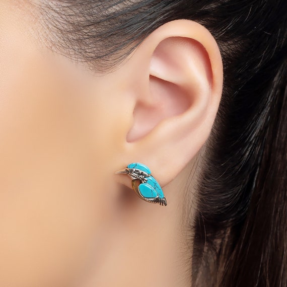Turquoise Sterling Silver Bird Post Earrings Turquoise Sterling Silver Bird Post Earrings