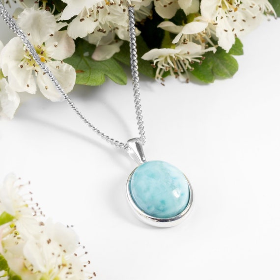 Sterling Silver Oval Larimar Pendants Sterling Silver Oval Larimar Pendants
