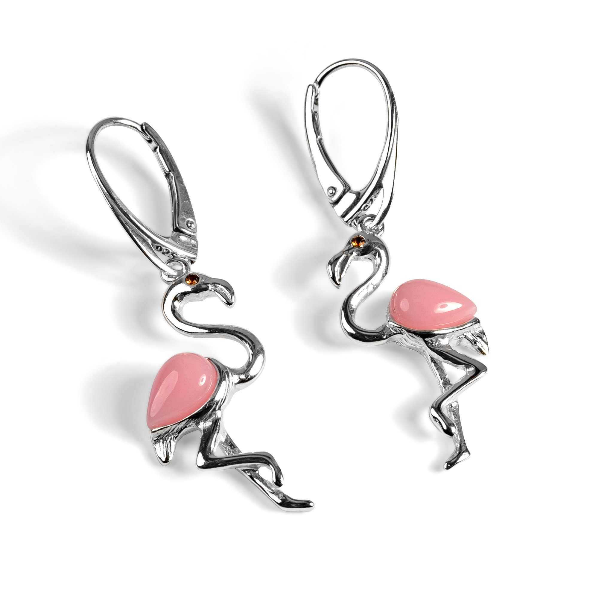Orecchini a forma di fenicottero da donna, in argento Sterling