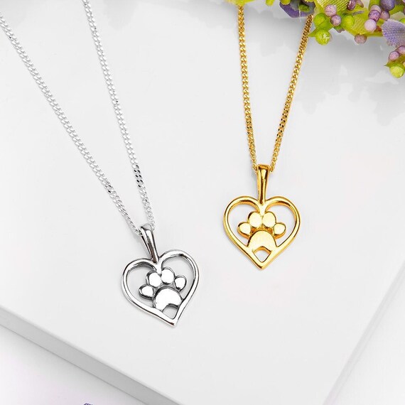 Sterling Silver Heart Paw Necklace Sterling Silver Heart Paw Necklace