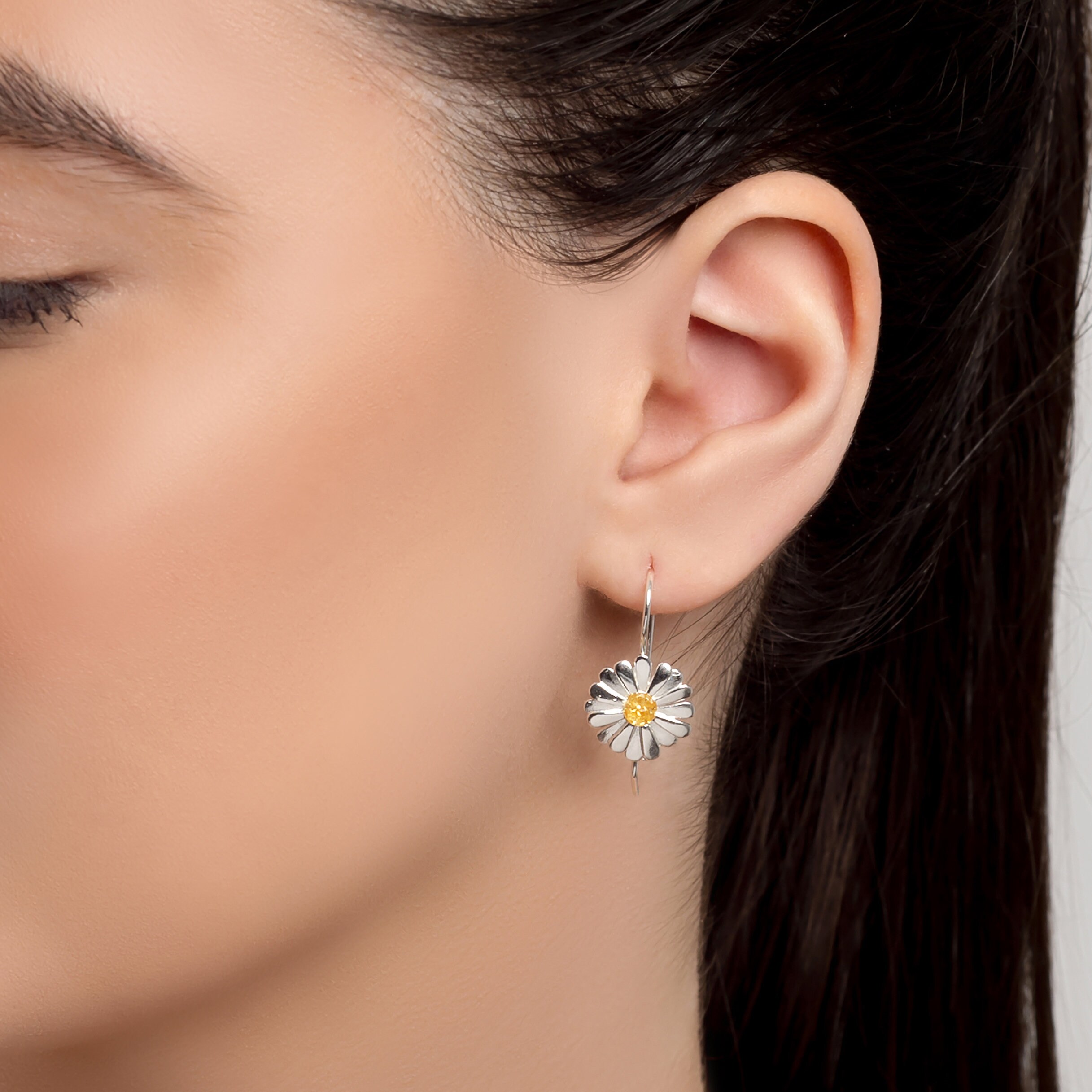 【Mikshimai】DAISY EARRINGS Sterling Silver Flower Daisy Earrings, Flower Earrings