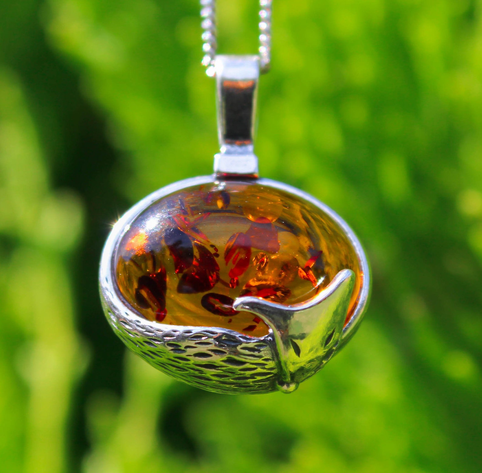 Silver Fox Necklace Fox Pendant Amber Fox Jewelry Amber & Etsy UK