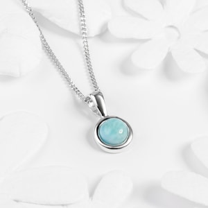 Larimar Necklace in Sterling Silver, Minimal Necklace Choker, Dainty Necklace, Boho Necklace, Blue Necklace, Larimar Jewelry