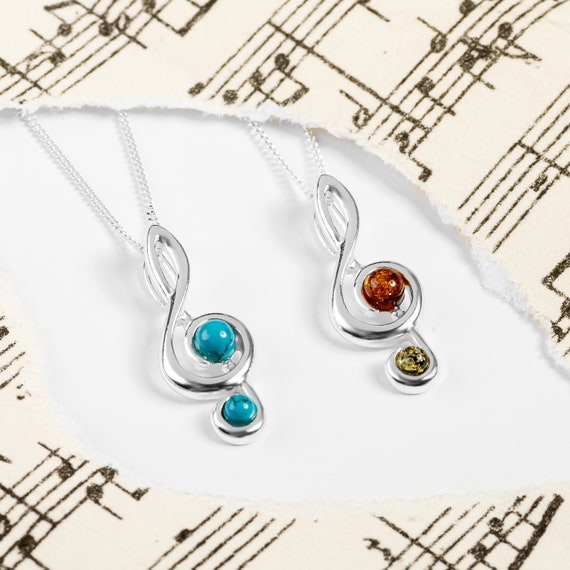 Amber Treble Clef Pendant Amber Treble Clef Pendant