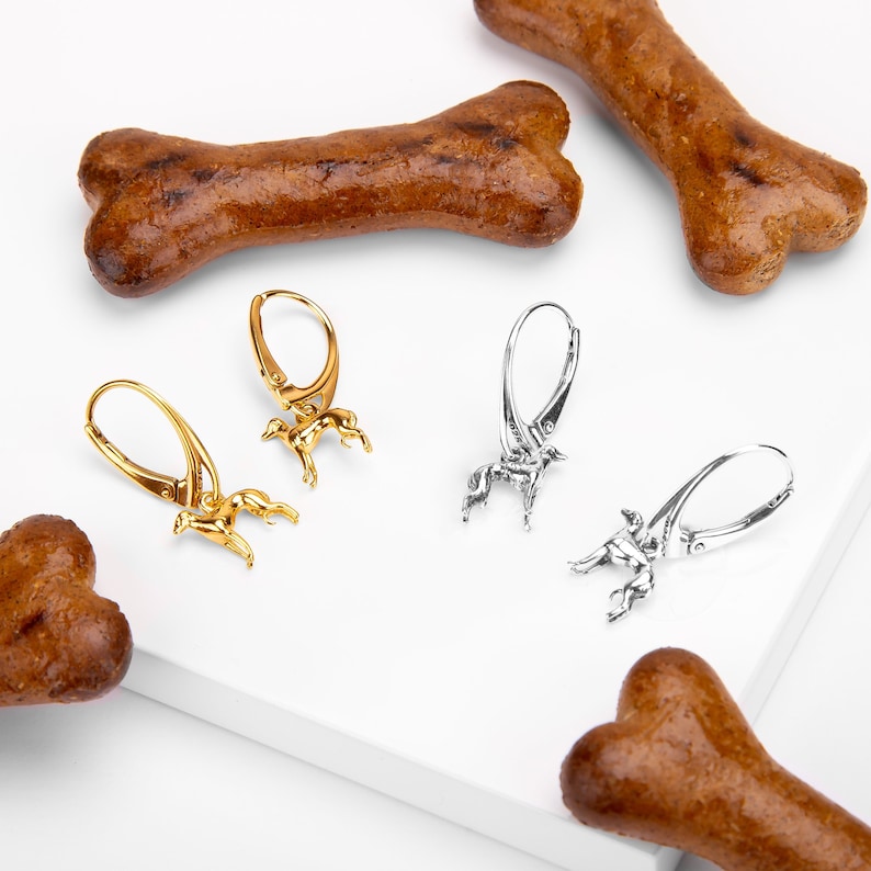 Örhängen i 24 karat guld med greyhound-motiv och whippet-motiv: Smycken i sterlingsilver med sighthound-motiv bild 7