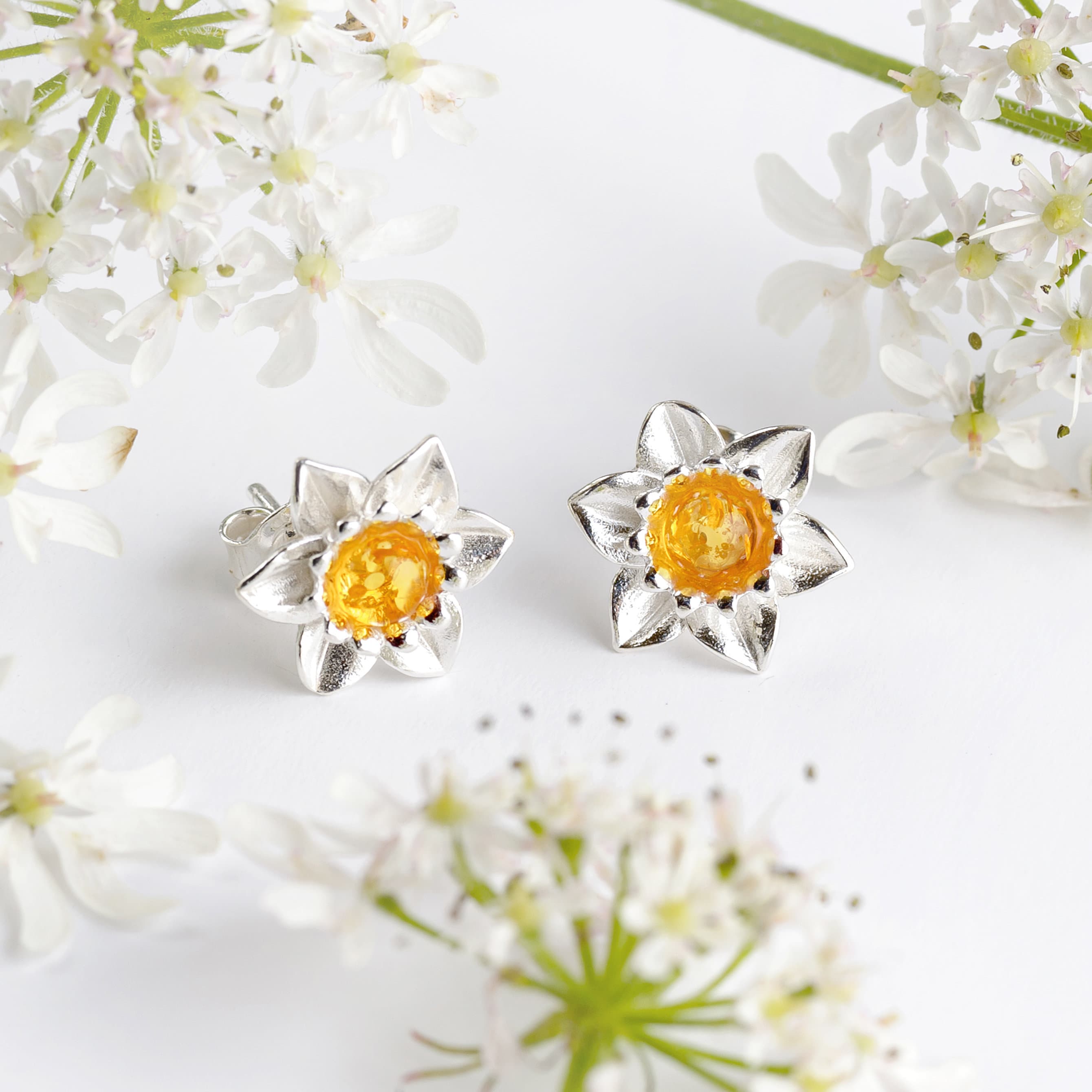 Silver Daffodil Earrings Daffodil Flower Jewelry Welsh Gift Floral
