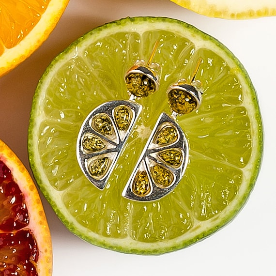 Piccolo set di gioielli da donna Amber 458, ciondolo con collana e orecchini, ambra baltica colorata, argento sterling 925, idea regalo