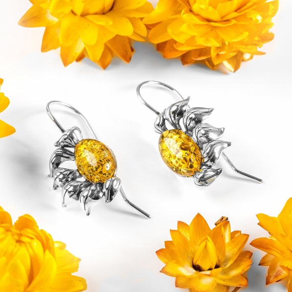 Sterling silver clearance sunflower earrings