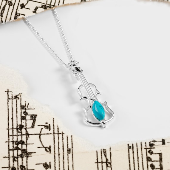Collana Violinista In Argento Sterling 925 – Ciondolo Ragazza Con Violino, Regalo Per Musicisti, Gioiello Ipoallergenico