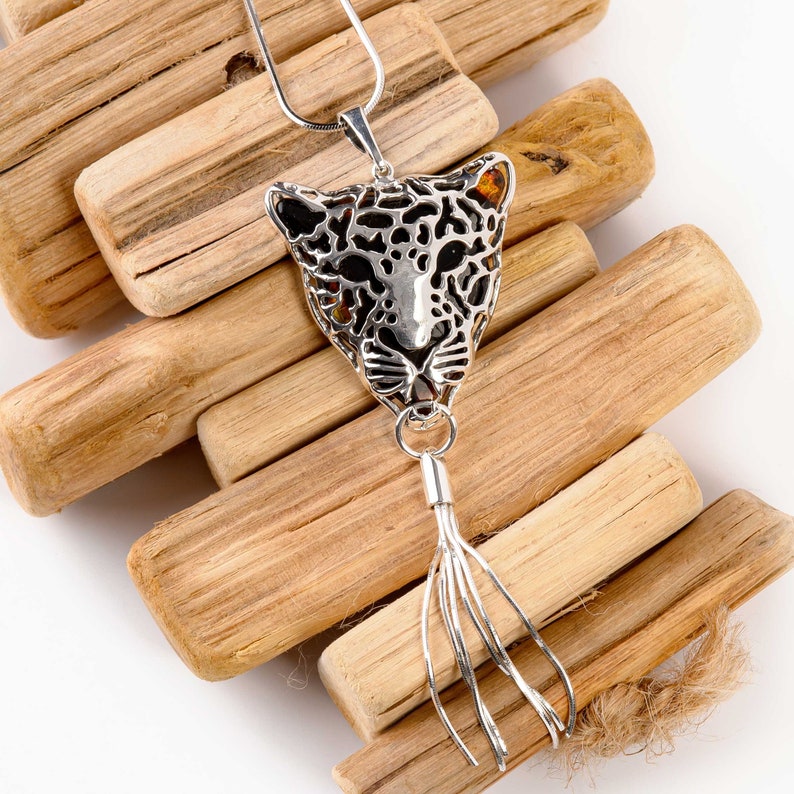 Leopard Necklace Silver Leopard Jewelry Leopard Gift Etsy