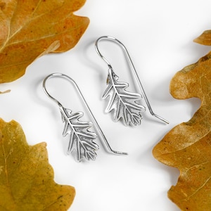 Sterling Silver Oak Leaf Earrings: Handmade Botanical Jewelry