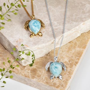 Larimar zeeschildpadketting: sterlingzilveren oceaansieraden afbeelding 9
