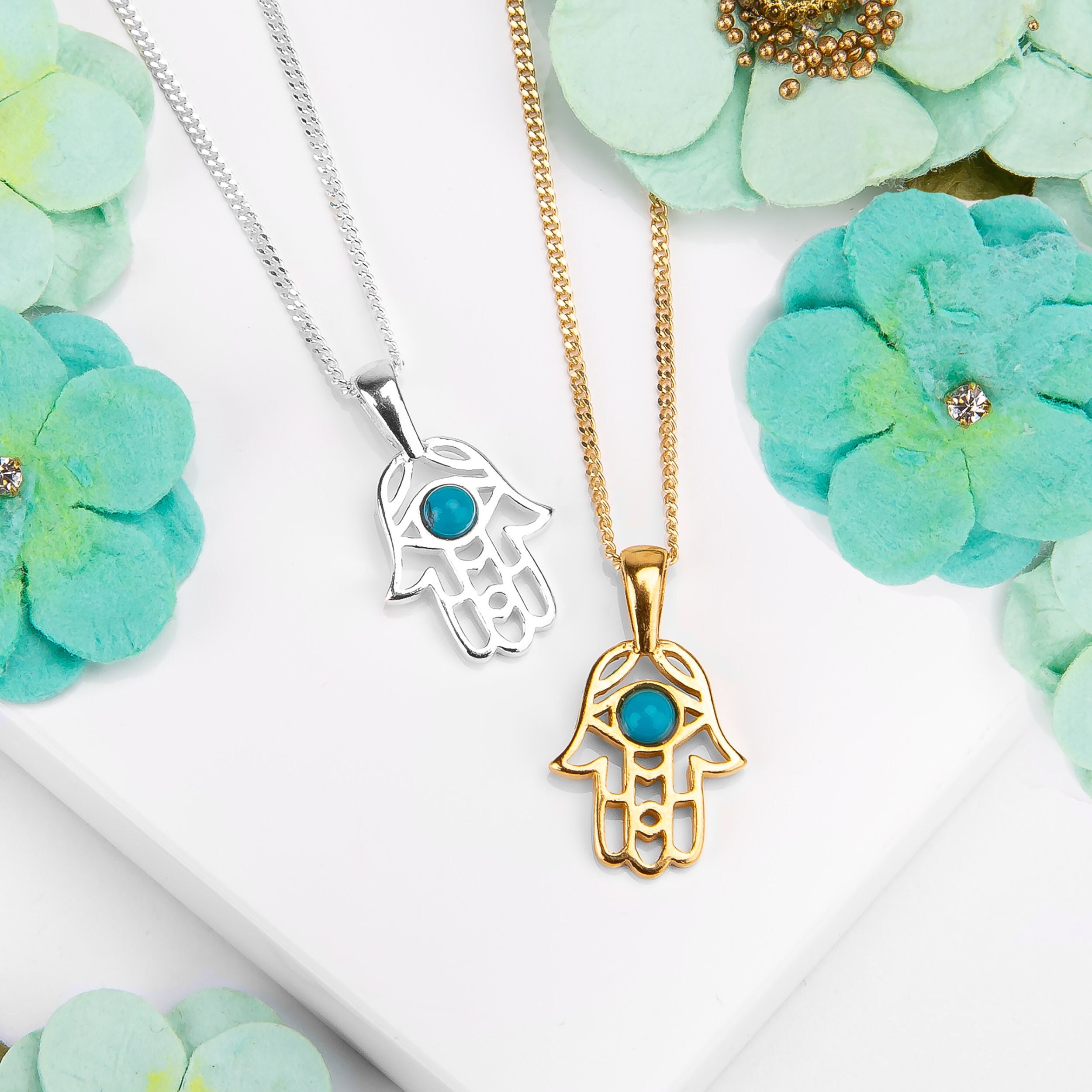 TGDJ Colgante De Mano Hamsa De Ojo Turco De Oro