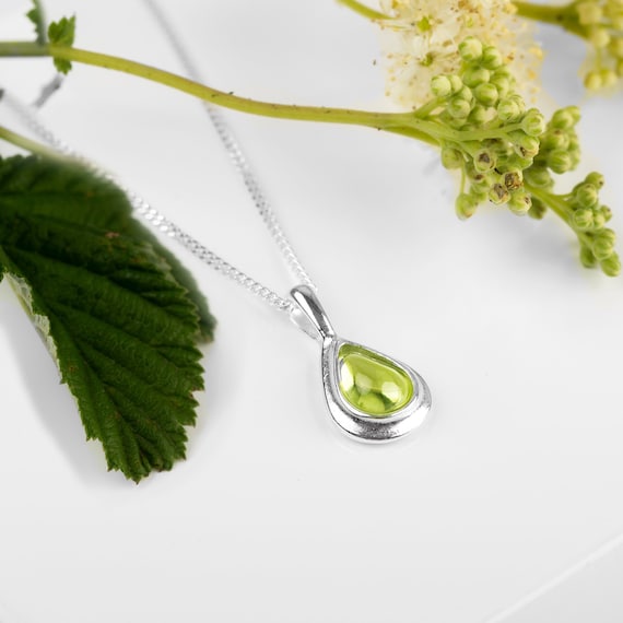 Natural Peridot Necklace in Sterling Silver Simple Necklace