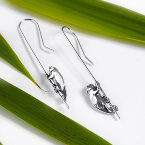 Sterling Silver Chameleon Hook Earrings: Reptile Jewelry Gift