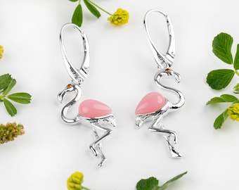 Sterling Silber Flamingo Ohrringe, Pink Flamingo Geschenke, Flamingo Schmuck, lustige Ohrringe, süße Ohrringe, Kawaii Ohrringe, Tropische Geschenke